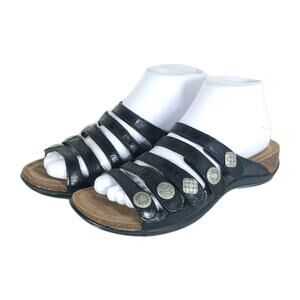 Dansko Women's Janie EU38 US7-7,5 Black Leather Slip-On Slide Sandals Shoes